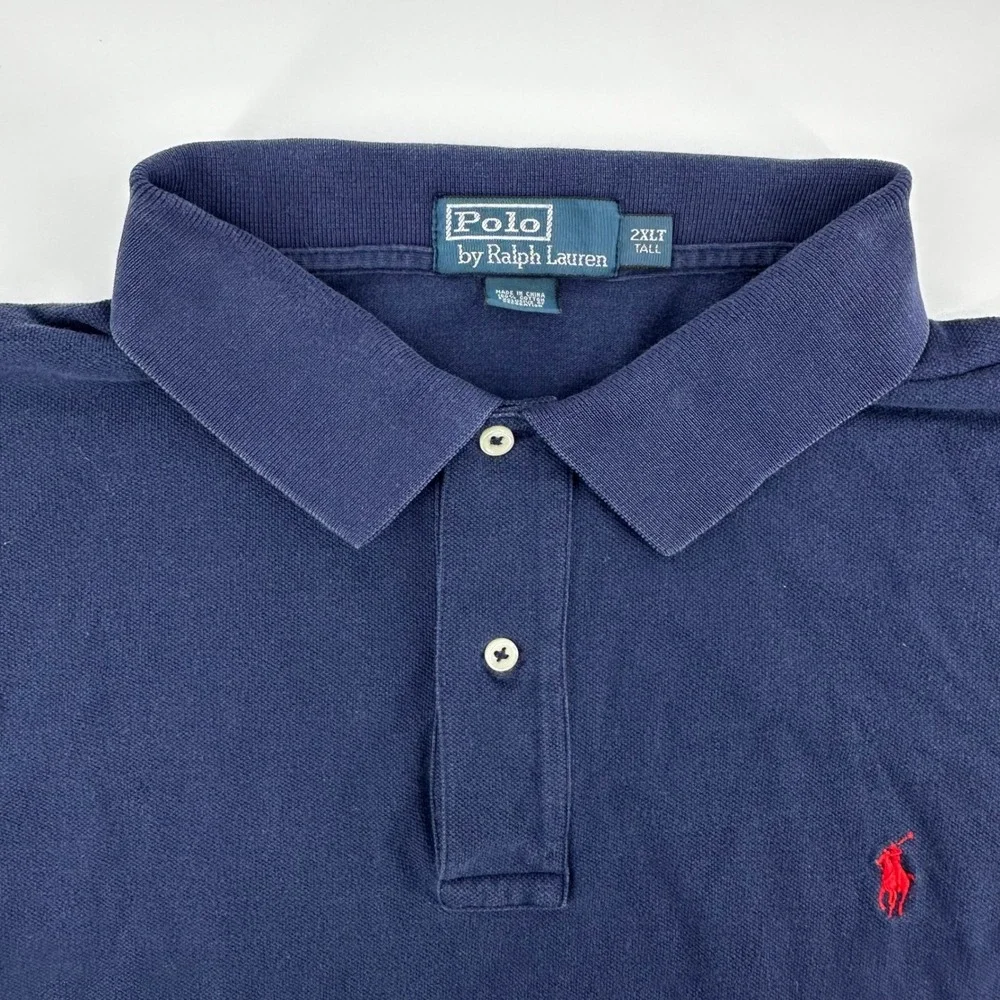 Polo by Ralph‎ Lauren Long Sleeve Polo Shirt 2XLT Tall Blue Red Pony